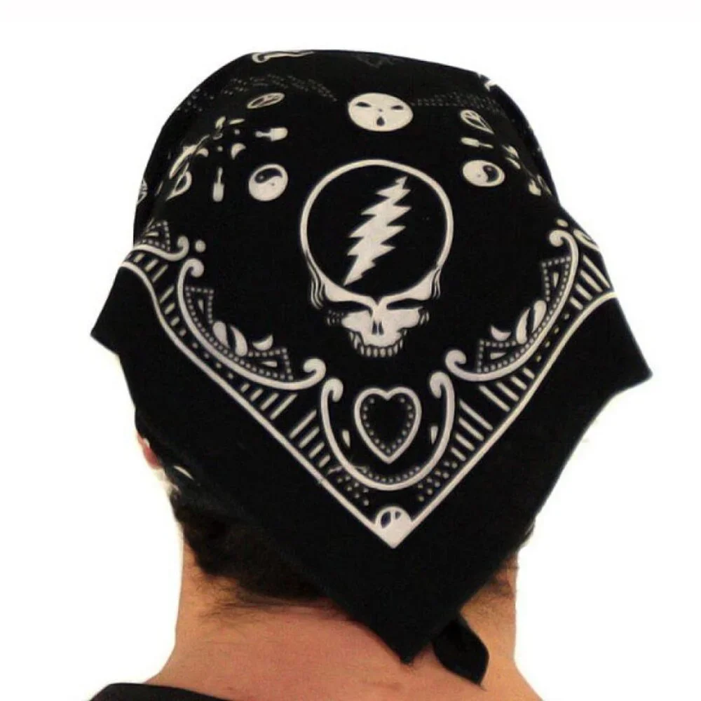New Black Bear Skull Grateful Dead Bandana Headband Tour NWT Peace Kerchief SYF - Picture 2 of 4